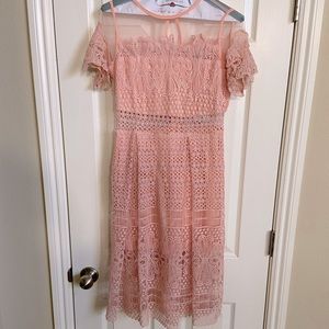Boohoo pink lace dress